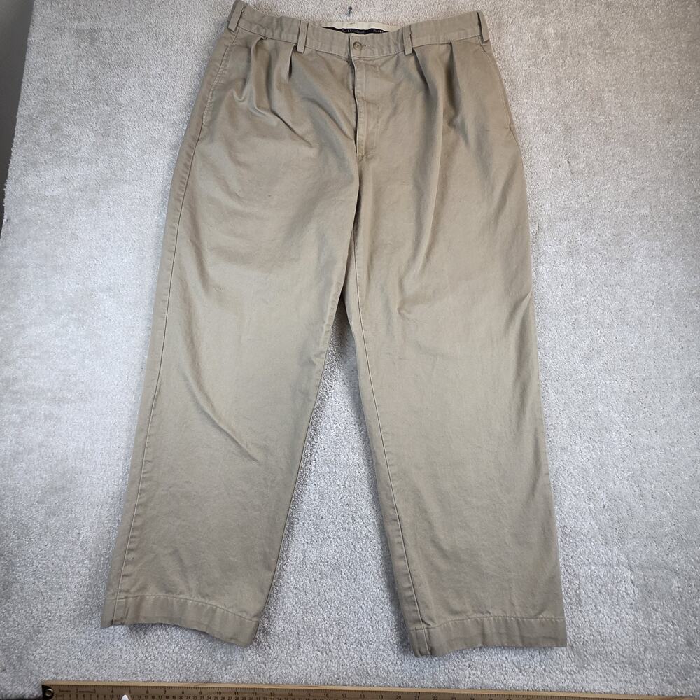 Vtg Polo Ralph Lauren Andrew Pants Pleated Beige Size 36 Preppy Baggy